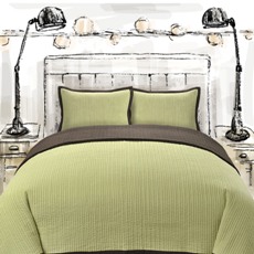 Reversible Green Tea 4 piece cotton jacquard quilt & comforter set